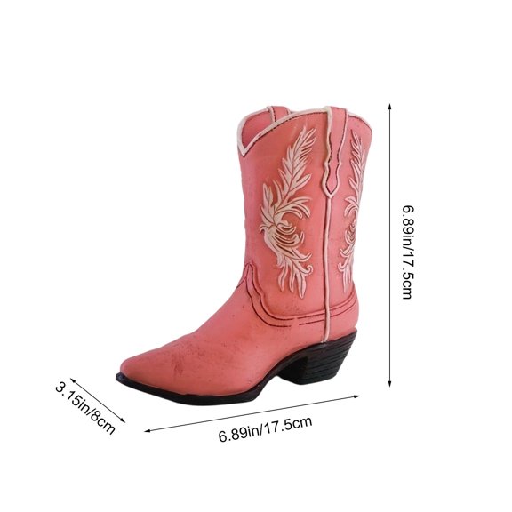 Western Cowboy Boot Vase Resin Tabletop Planter for Dried Flowers Farmhouse Living Room Entryway Rustic Home Decor