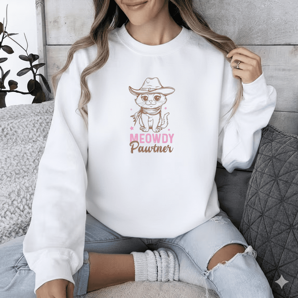 Western Cowboy Cat Meme Funny Ranch Animal Humor Graphic Print ...