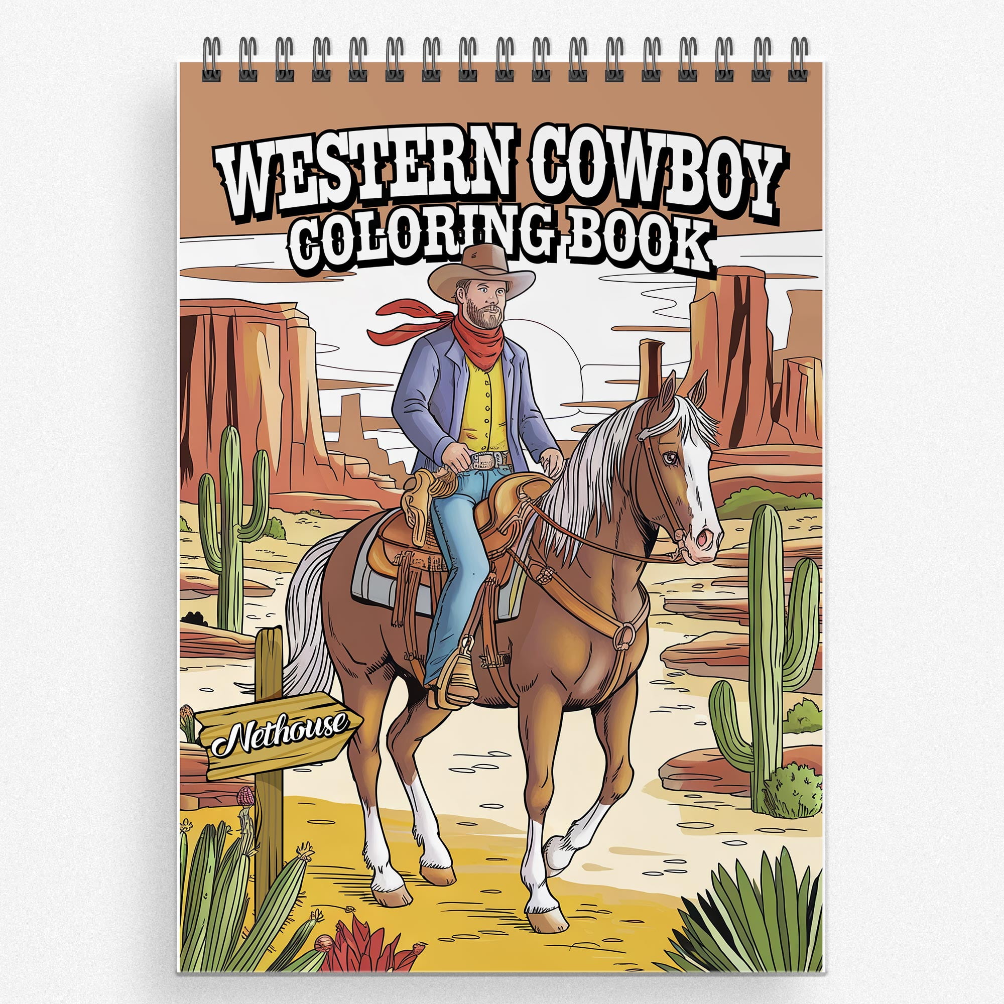 Western Cowboy Coloring Book for Adults to Relax and Unwind, Spiral ...
