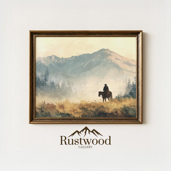 Western Cowboy Country Montana Sunset Landscape Decor