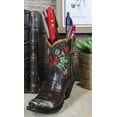 thumbnail image 1 of Western Cowboy Cowgirl Floral Red Roses Tooled Leather Boot Pen Holder Figurine, 1 of 8