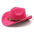 thumbnail image 1 of Western Cowboy  Cowgirl Hat Felt Wide Brim Women Men Fedora Hats, 1 of 5