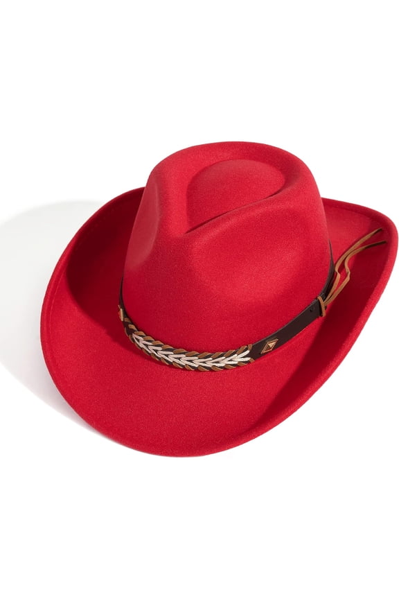 Western Cowboy & Cowgirl Hat Felt Wide Brim Women Men Fedora Hats