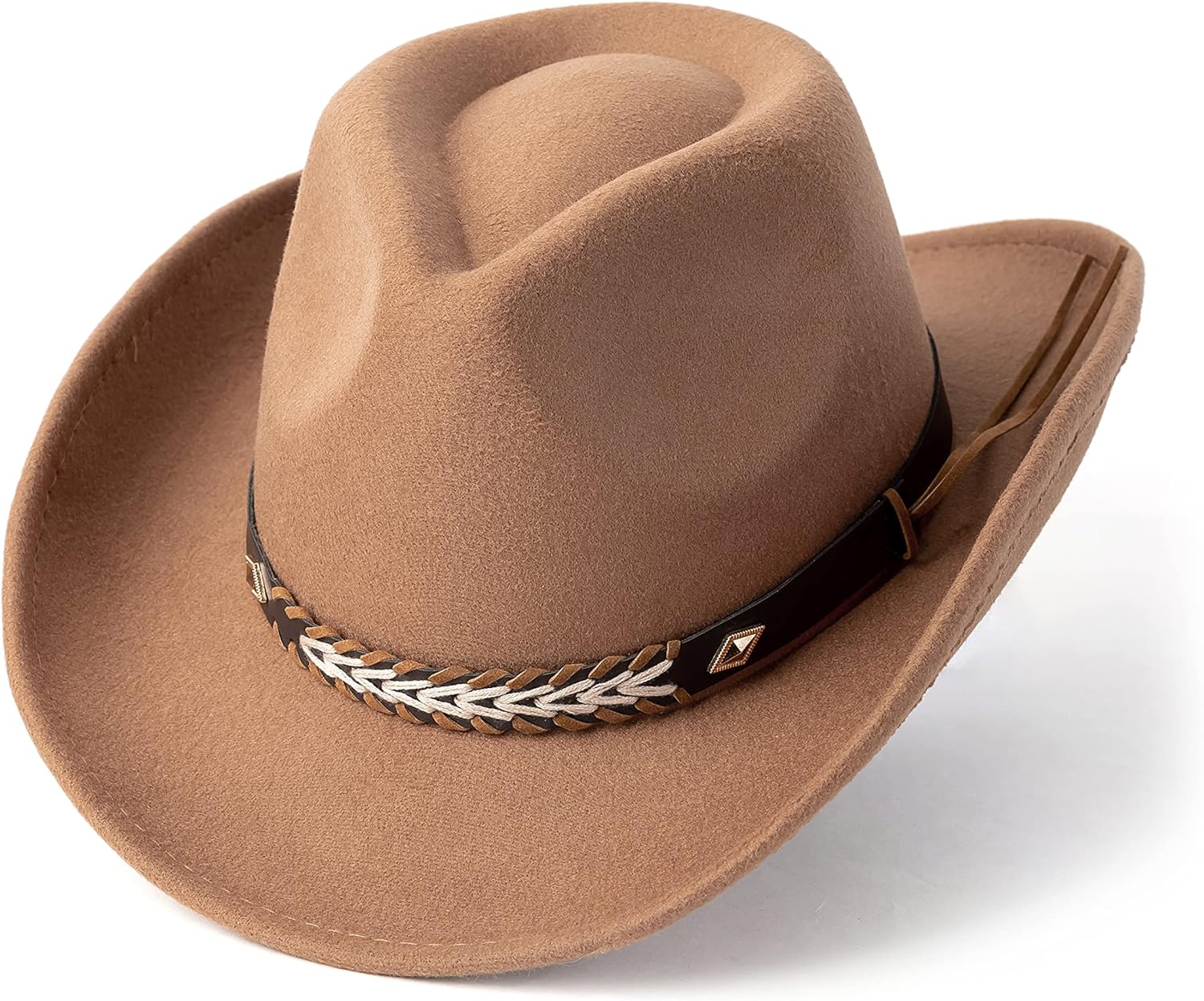 Cappello Da Cowboy In Feltro Unisex – Tesa Arrotolata, Fibbia In Metallo, Circonferenza 56-58 Cm, Nero