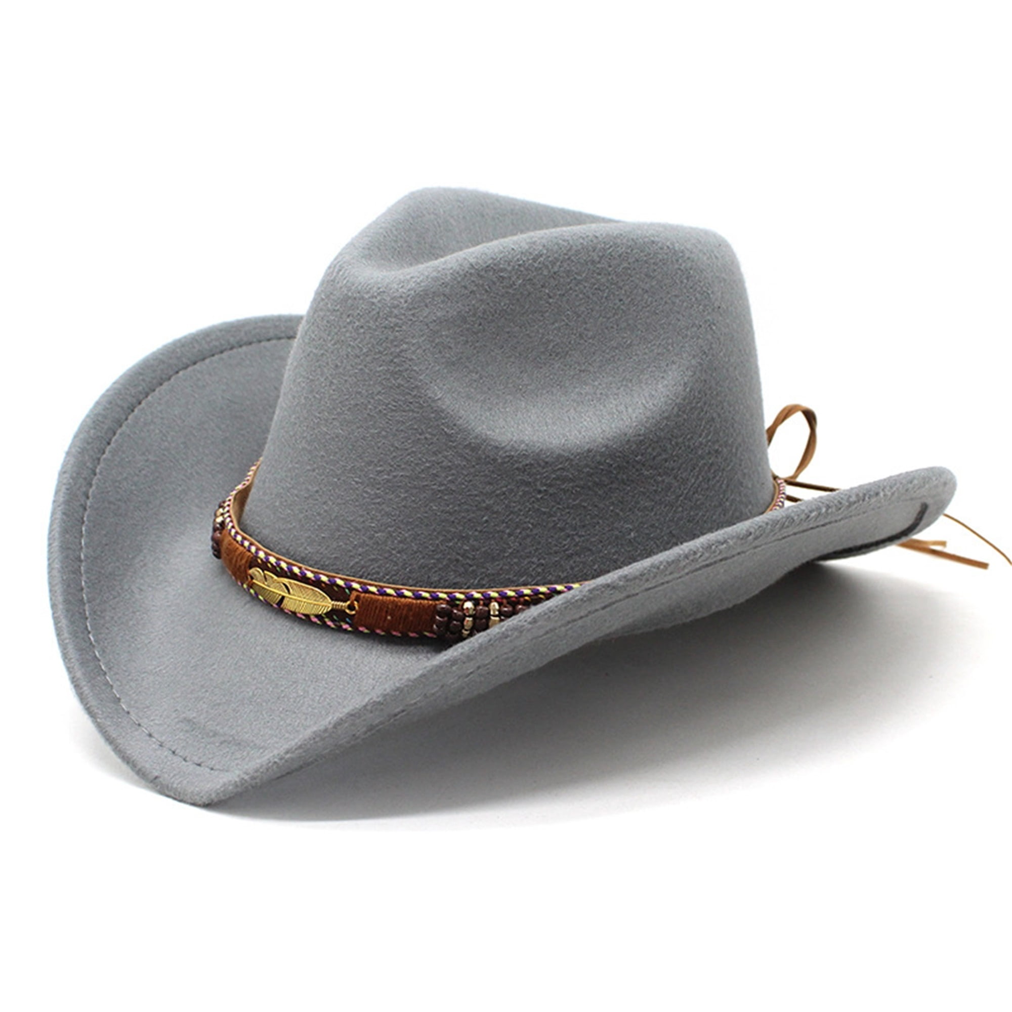 Western Cowboy Cowgirl Hat Felt Wide Brim Women Men Fedora  display picture 1