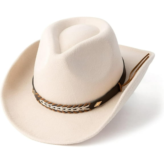 Western Cowboy & Cowgirl Hat Felt Wide Brim Women Men Fedora Hats