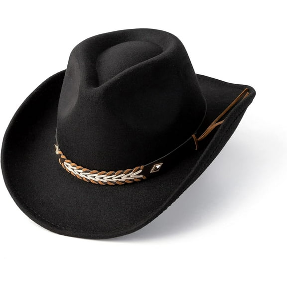Western Cowboy & Cowgirl Hat Felt Wide Brim Women Men Fedora Hats