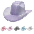 thumbnail image 1 of Cowboy Hat for Women And Men Wide Brim Western Cowboy Cowgirl Hat Unisex Rolled up Caps Sun Hat with Shimmering Glitter for Party Hot Pink M, 1 of 4