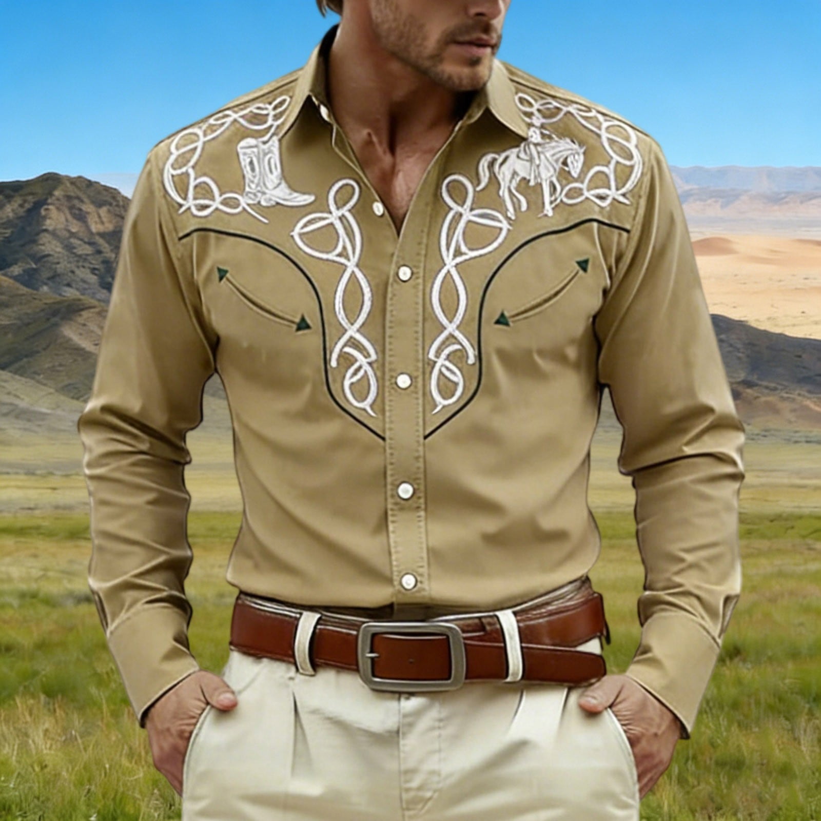 casual western dress for men Men's Western Wear