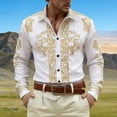 thumbnail image 1 of Western Cowboy Dress Shirts for Men Carnival Long Sleeve Button Down Lapel Top Casual Stylish Comfortable Mens Shirt White XXL, 1 of 4