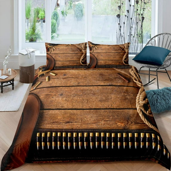 Western Cowboy Duvet Cover Set Vintage Farmhouse Bedding Set For Kids Boys Teens Size Soft 23pcs Po