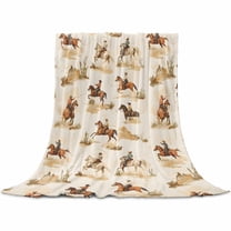 Western Cowboy Flannel Blanket for Bed, Vintage Country Horse Plants Art Soft Cozy Warm Couch Throw Blanket, Lightweight Fluffy Plush Bedding Blankets for Sofa Decor All Season 30"x40"