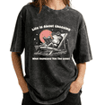 thumbnail image 1 of Western Cowboy Frog Humor Wash T-shirt Graphic Tees Funny Meme Shirts Charcoal Loose Fit S-2XL All-Season Tops, 1 of 4