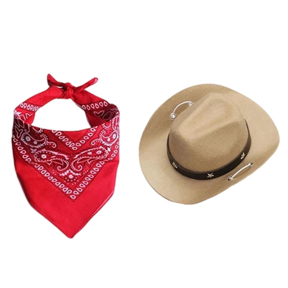 Western Cowboy Halloween for Cats with Stylish Hat and Bandana for Holiday Party