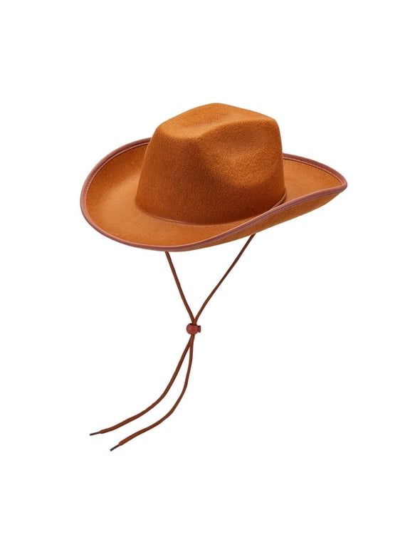 Western Cowboy Hat with Adjustable String Rodeo Party Costume Hat Western Wide Brim Hat, Classic Country Rodeo Cowgirl Hat, Outdoor Sun Hat for Party Farm Theme Accessories for Women Men Adults