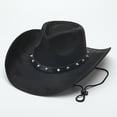 thumbnail image 1 of Western Cowboy Hat Big Brimmed Tibetan Style Top Hat for Men and Women, Trendy Sun Protection with Adjustable Windproof Rope, Versatile Fashion Accessory, 1 of 6