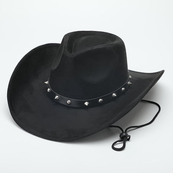 Western Cowboy Hat Big Brimmed Tibetan Style Top Hat for Men and Women, Trendy Sun Protection with Adjustable Windproof Rope, Versatile Fashion Accessory