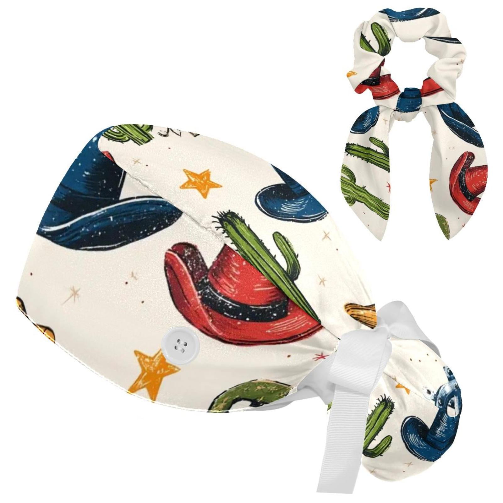 Adjustable Skulls & Pumpkins Surgical Scrub Cap - Ponytail Pouch, Buttons, Sweatband | Halloween Nurse Hat - View #9