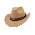 thumbnail image 1 of Western Cowboy Hat Casual Summer Sun Protection Hat for Unisex Fishing Rodeo Khaki, 1 of 6