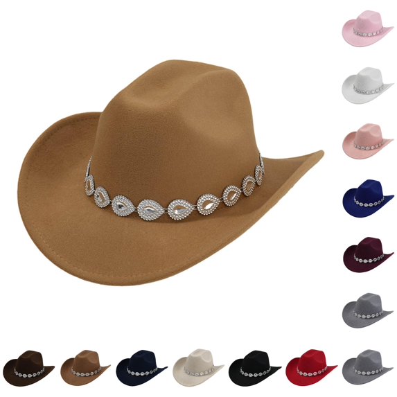 Western Cowboy Hat For Men And Women Style With Metal Drops Net Design Chain For Parties And Fashion Events