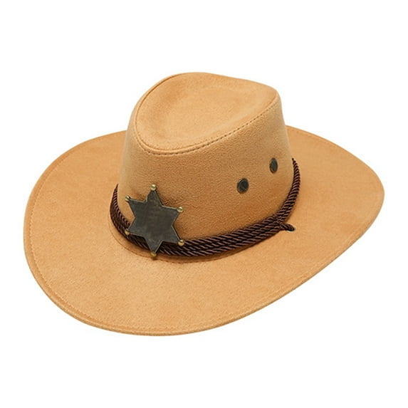 Western Cowboy Hat For Men Women Vintage Style With Star Buckle Decoration