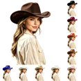 thumbnail image 1 of Western Cowboy Hat for and Or Hat for Parties Outdoor Events and Everyday Wear Without Brim Or Strap Cowboy Hat Bands for Women Cow Head Tan Hats for Women Ski Stuff for Girls Western Hats for, 1 of 4