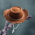 thumbnail image 1 of Western Cowboy Hat Jazz Hat Fedora Hat with Drawstring Rope for Performance Brown, 1 of 9