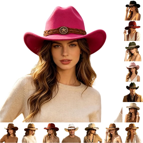 Western Cowboy Hat Men Wide Brim Fedora Jazz Cap Lightweight Fabric Up-turned Brim Autumn Winter Travel Party Outdoor Wear