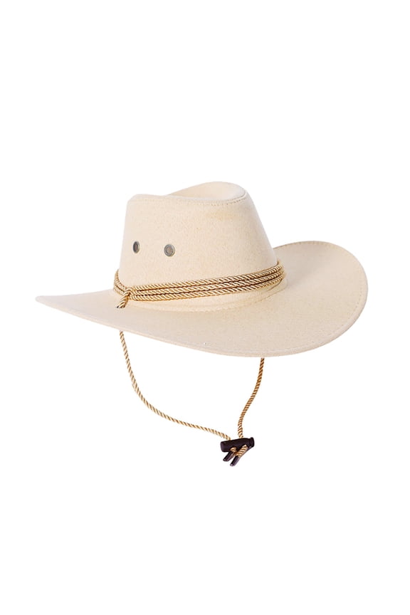 Western Cowboy Hat for Men and Women, Leather Trim Hat with Metal Conchos, Unisex Wide Brim Sun Hat for Outdoor, Festival, Ranch and Everyday Casual Fashion-White