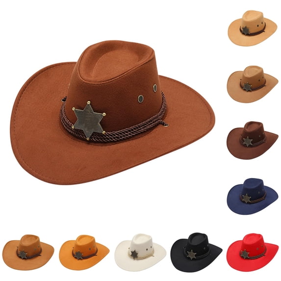 Western Cowboy Hat for Men Women Style with Star Buckle Decoration Cowboy Vest for Men Cowboy Hat 7 1/8 Sombrero Hats Party Pack Rancher Hat College Party Hat Girls Cowboy Hat Hat Cow Boy Hat Cover