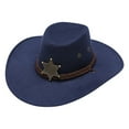 thumbnail image 1 of Western Cowboy Hat For Men Women Vintage Style With Star Buckle Decoration Cow Print Cowboy Hat with Strap Cowboy Holster Western Cowboy Hat Men Sombrero Hats Party Pack Fedora Hats Size Cowboy Vest, 1 of 2