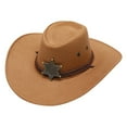 thumbnail image 1 of Western Cowboy Hat For Men Women Vintage Style With Star Buckle Decoration Little Boys Cowboy Hat Cowboy Hat Party Pack Cowboy Hat for Women Vintage Western Hat Bands Cowboy Hats for Women with String, 1 of 2