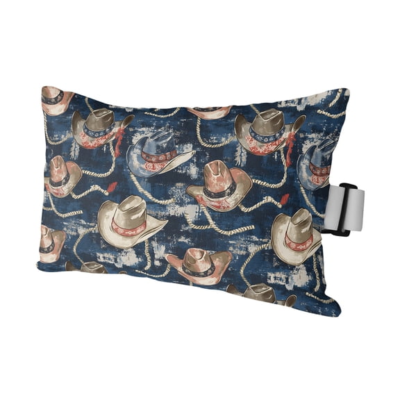 Western Cowboy Hat Outdoor Pillow for Chaise Lounge Chair,Watercolor Style Art Waterproof Headrest Lumbar Pillows with Insert&Elastic Strap for Patio Pool Garden Chairs Decor,1 Pack