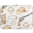thumbnail image 1 of Western Cowboy Hat Print Dish Drying Mat for Kitchen Counter, Ultra Absorbent Reversible Microfiber Dishes Drying Rack Pad Heat-resistant Mats 18x24in, 1 of 7
