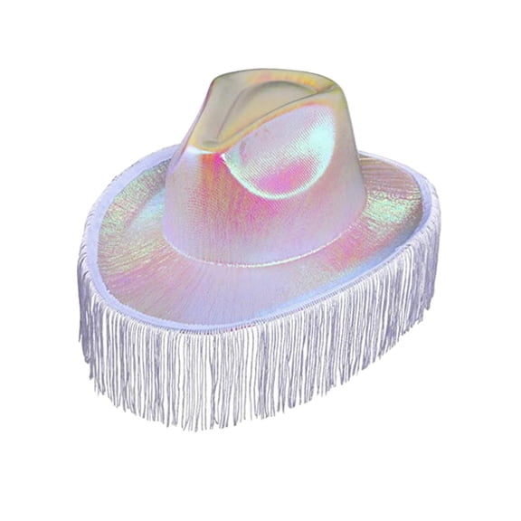 Western Cowboy Hat Shiny Western Cowgirl Hat for Concerts Carnival Role Play White