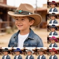 thumbnail image 1 of Western Cowboy Hat Tibetan Western Cowboy Hat Hat With Upturned Brim Parent Child Sun Hat Dance Hat Birthday Party Hat 3-8 Years, 1 of 5