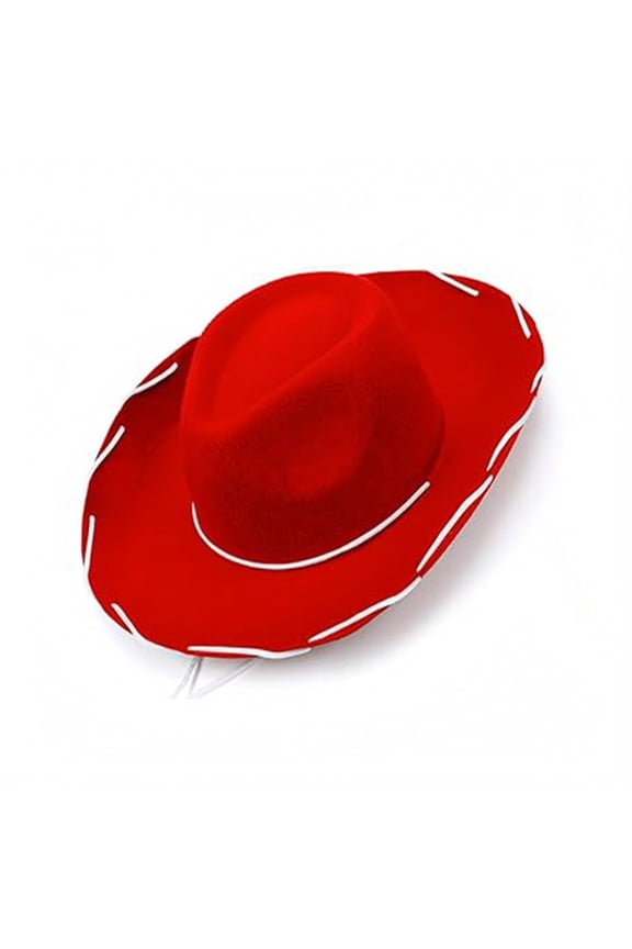 Western Cowboy Hat Wide Protection Sombrero Cap Costume Non Woven Cloth Comfortable Accessory for Adults Suitable for Theme Party Horseback Red One Size