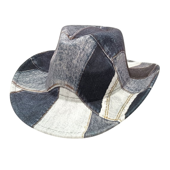 Western Cowboy Hat for Women & Men, Wide Brim Felt Hat with Adjustable Chin Cord, Retro Style Costume Hat for Cosplay, Halloween, Themed Parties and Country Music Events Sky Blue