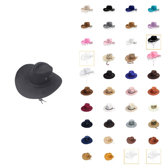 Western Cowboy Hat for Men Women Black Cowboy Country Unisex Halloween Classic Roll Up Fedora Hat