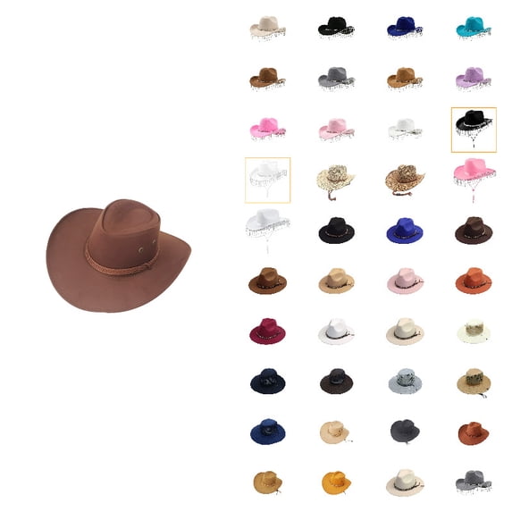 Western Cowboy Hat for Men Women Brown Cowboy Country Unisex Halloween Classic Roll Up Fedora Hat