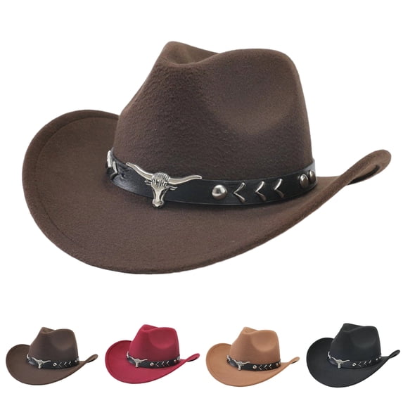 Western Cowboy Hat for Men Women Classic Fedora Cowgirl Hats Buckle Belt,One Size