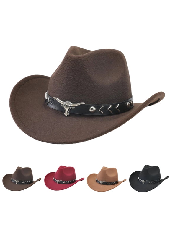 Western Cowboy Hat for Men Women Classic Fedora Cowgirl Hats Buckle Belt,One Size