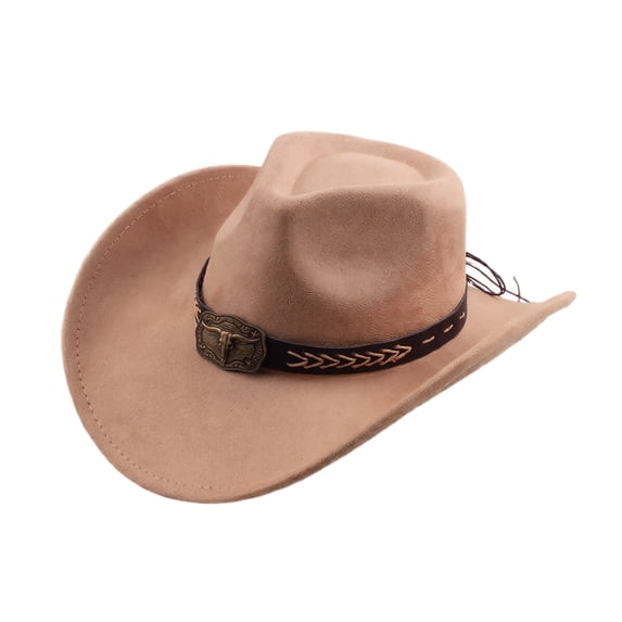 Western Cowboy Hat for Men Women Classic Fedora Hat with Buckle Belt,One Size