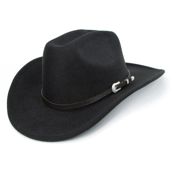 Western Cowboy Hat for Men Women Classic Roll Up Fedora Hat with Buckle Belt (Hat Circumference 22.4-22.8")
