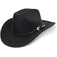 thumbnail image 1 of Western Cowboy Hat for Men Women Classic Roll Up Fedora Hat with Buckle Belt(Size:S-M), 1 of 7
