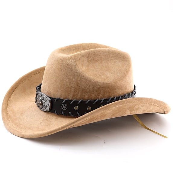 Western Cowboy Hat for Men Women Classic Roll Up Fedora Hat with Buckle Belt
