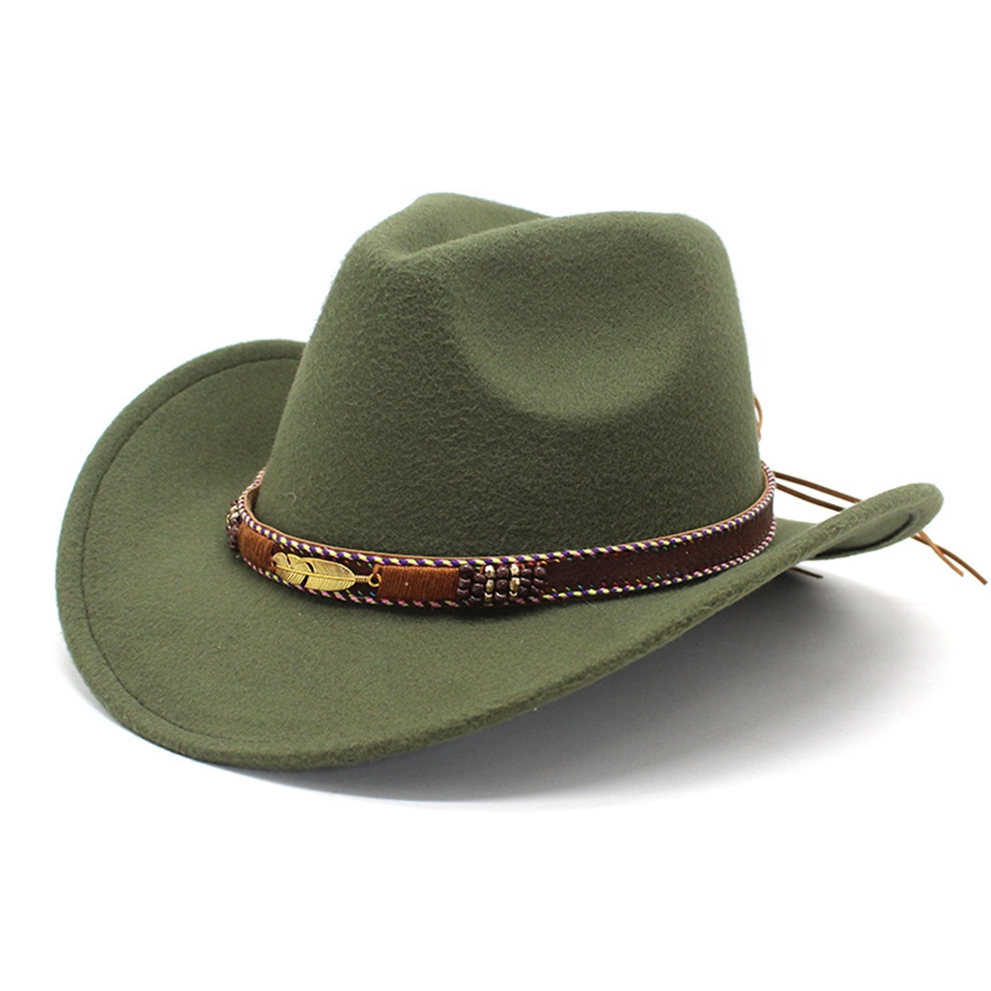 Western Cowboy Hat for Men Women Classic Roll Up Fedora Hat with Buckle  Belt (Size:M-L)