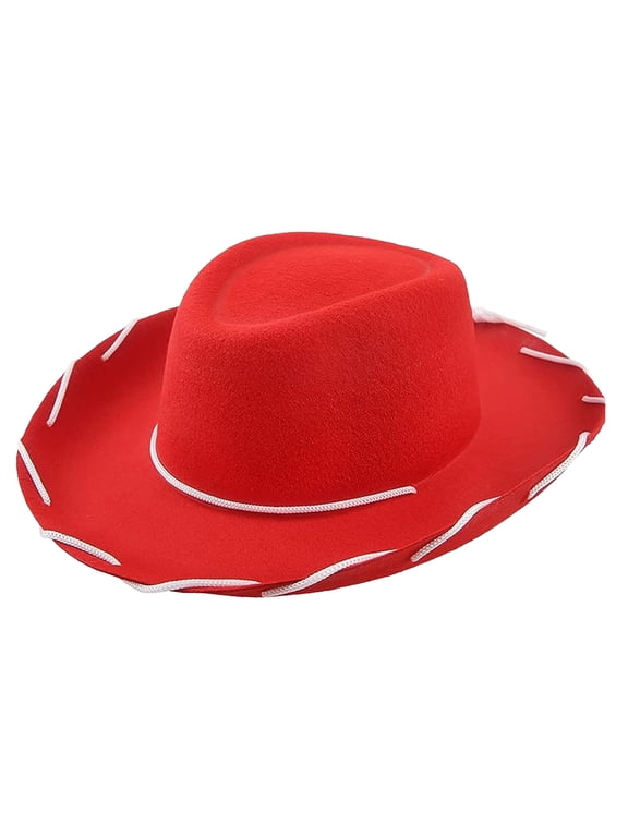 Western Cowboy Hat for Men Women Felt Woody Wide Brim Cowgirl Hat with Strap