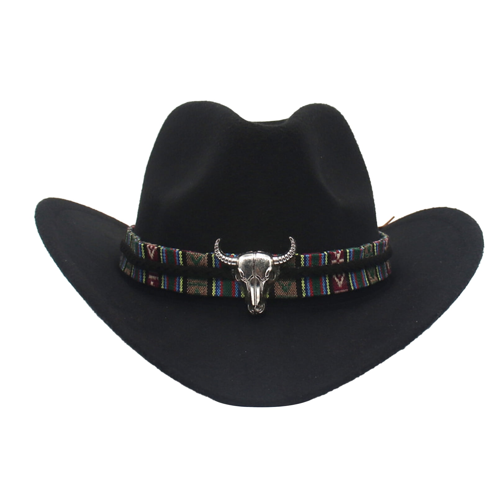 Western Cowboy Hat Felt Wide Brim Unisex Fedora Adjustable Borges & Scott Forester Wool Felt Fedora Cowboy Hat with  main image 4