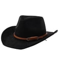 thumbnail image 1 of Western Cowboy Hat for Men Women Wide Curved Brim with Adjustable Strap Lightweight Cowboy Hat Cowgirl Hat Sun Hat for Outdoor Travel Party, 1 of 3